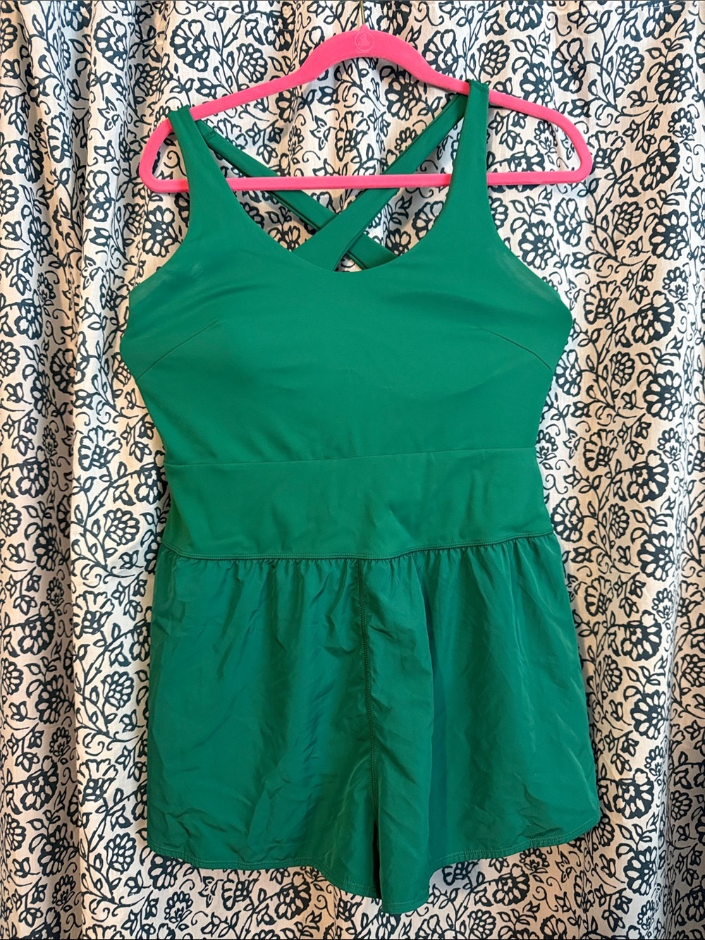 Women’s Green One-Piece athletic bodysuit Crisscross Back